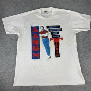 Vintage‎ 1991 Aaron Tippin T-Shirt Single Stitch Men's Xl White Screen Stars
